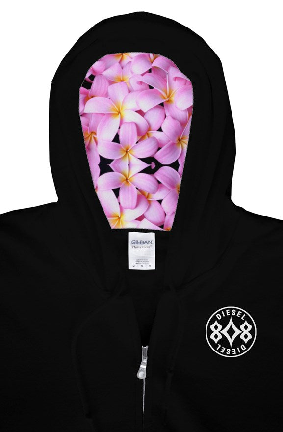 Pink Plumeria Gildan Zip Hoodie