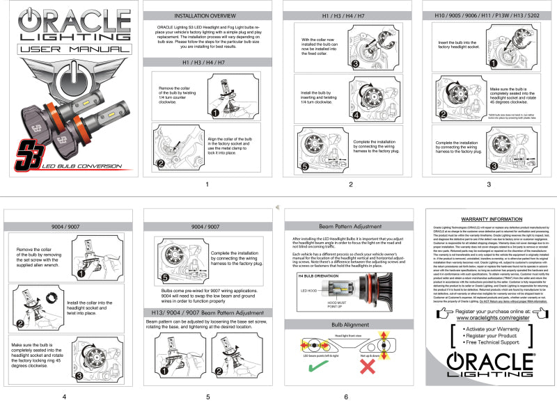 Oracle H4 - S3 LED Headlight Bulb Conversion Kit - 6000K