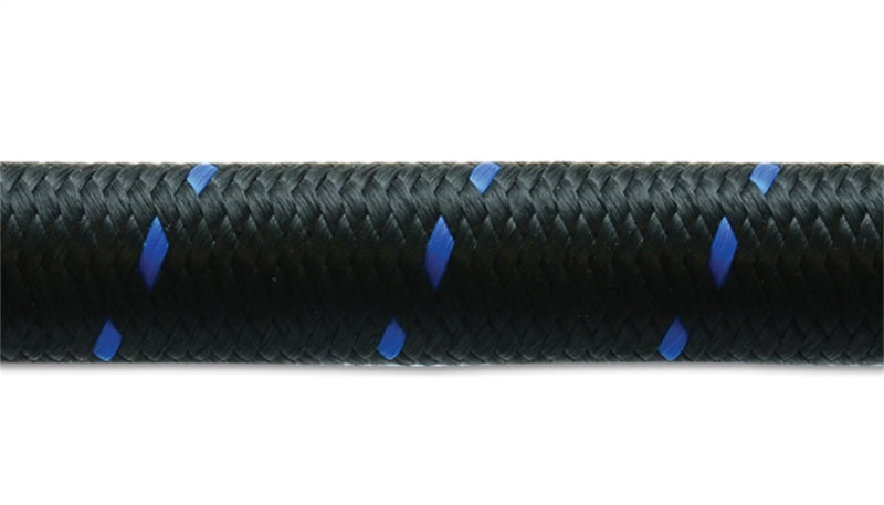 Vibrant -12 AN Two-Tone Black/Blue Nylon Braided Flex Hose (5 foot roll)