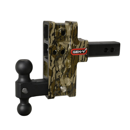 Gen-Y Mega Duty 2in Shank 5in Offset Drop 1.5K TW 10K Hitch w/GH-031 Dual-Ball - Mossy Oak