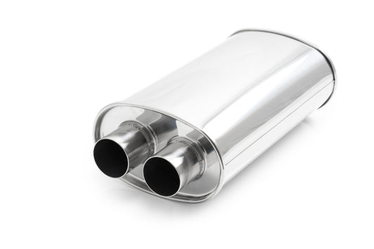 Vibrant Universal Streetpower 3in Stainless Steel Dual In-Out Oval Muffler