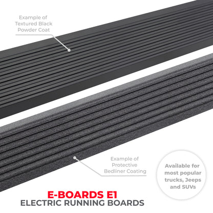 Go Rhino 15-23 Ford F-150 CC 4dr / 17-22 F-250/350 SD CC 4dr E-BOARD E1 Running Board Kit - Tex. Blk