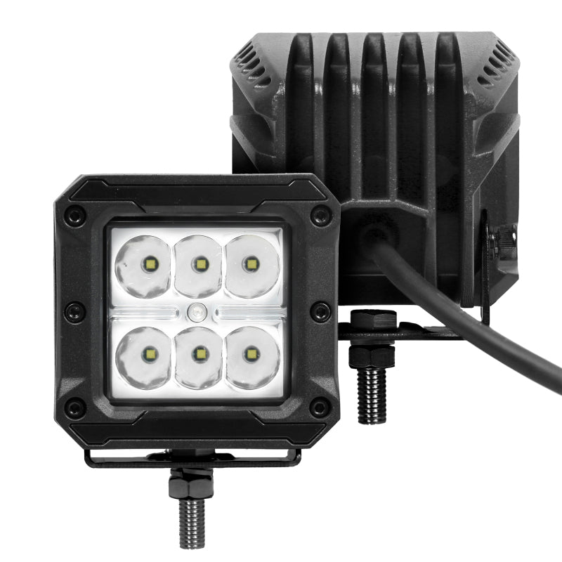 Go Rhino Xplor Bright Series Cube LED Spot Light Kit (Surface/Threaded Stud Mount) 3x3 - Blk (Pair)