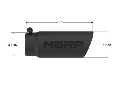 MBRP Universal Tip 4 O.D. Angled Rolled End 3.5 inlet 10 length- Black Finish