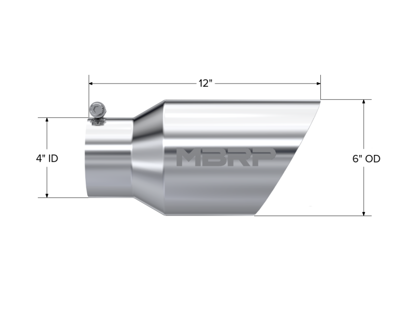 MBRP Universal Tip 6 O.D. Dual Wall Angled 4 inlet 12 length