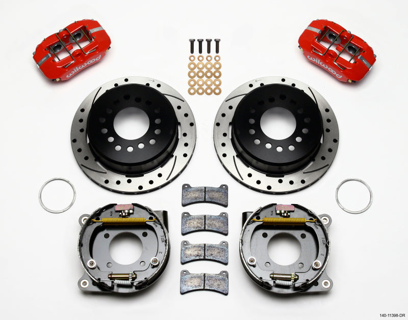 Wilwood Dynapro Low-Profile 11.00in P-Brake Kit Drill-Red Chevy 12 Bolt 2.75in Off w/ C-Clips