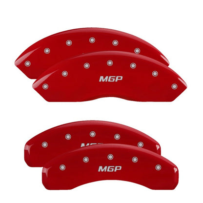 MGP 4 Caliper Covers Engraved Front & Rear Lightning Red finish silver ch