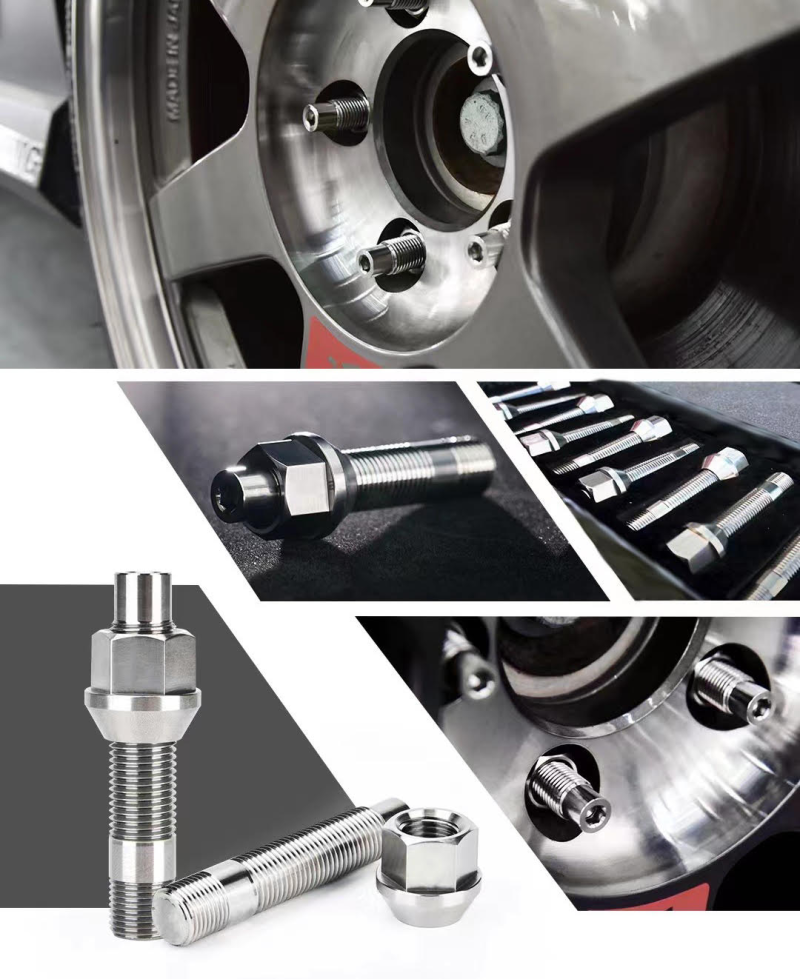 Wheel Mate Titanium Wheel Stud Conversion (Raw Ti) - M14x1.25 to M14x1.5 - 74mm - 60deg Lug Nut