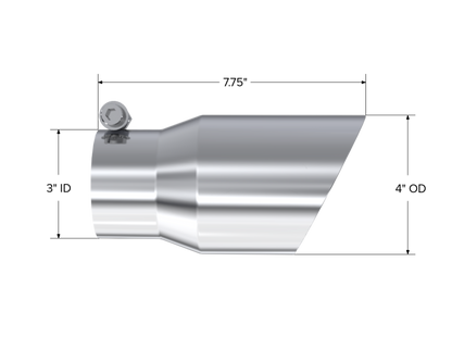 MBRP Universal Tip 4in O.D. Dual Wall Angled 3in inlet 8in length T304