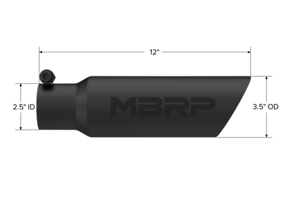 MBRP Universal Tip 3.5 O.D. Dual Wall Angled 2.5 inlet 12 length - Black Finish