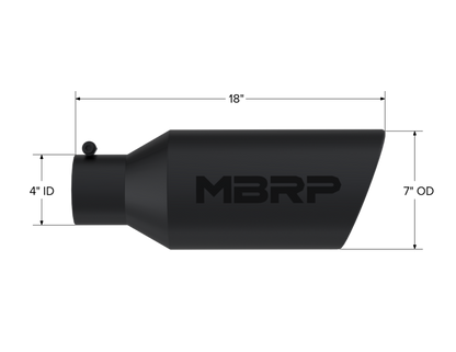 MBRP Universal Exhaust Tip 7in O.D. Rolled End 4in Inlet 18in Length - Black