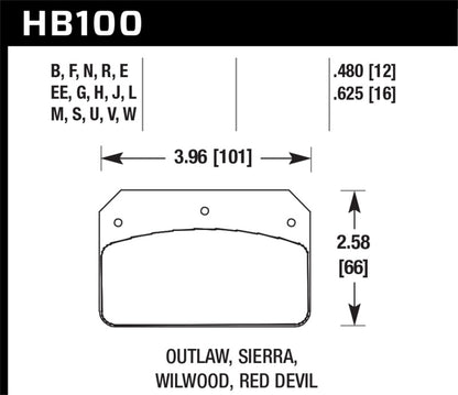 Hawk Wilwood DL/Outlaw/Sierra 12mm HPS 5.0 Street Brake Pads
