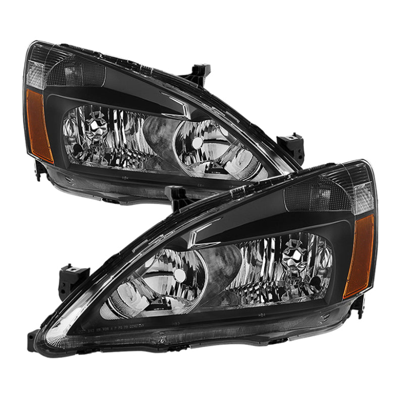 Xtune Honda Accord 03-07 Amber Crystal Headlights Black HD-JH-HA03-AM-BK