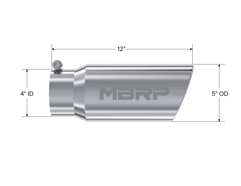 MBRP Universal Tip 5 O.D. Angled Rolled End 4 inlet 12 length